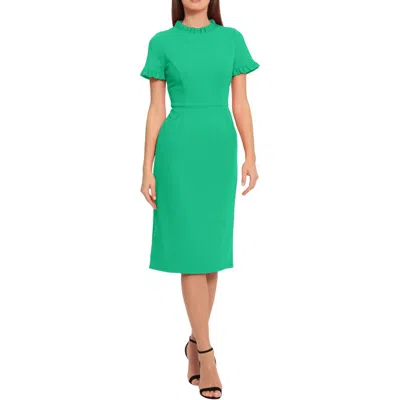 Maggy London Womens Ruffled Polyester Shift Dress In Green