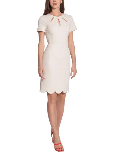 Maggy London Womens Scalloped Cut-out Sheath Dress In Neutral