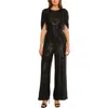 Maggy London Womens Sequin Cape Sleeve Jumpsuit In Black