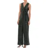 Maggy London Womens Sequined Wrap Jumpsuit In Green