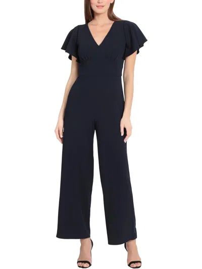 Maggy London Womens Solid Polyester Jumpsuit In Blue