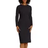 Maggy London Gathered Empire Waist Long Sleeve Dress In Black