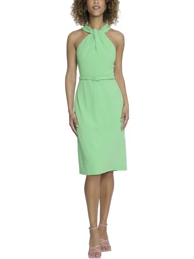Maggy London Womens Textured Knee Length Halter Dress In Green
