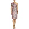 Maggy London One Shoulder Brocade Dress In Magenta