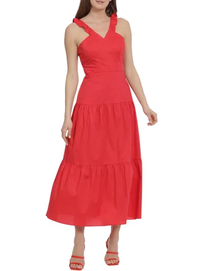 Maggy London Womens Tiered Long Maxi Dress In Pink