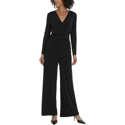 Maggy London Tie Waist Wide Leg Jumpsuit In Black