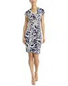 Maggy London Wrap Dress In Navy/ivory