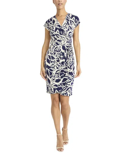 Maggy London Wrap Dress In Navy/ivory