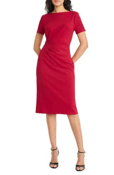 Maggy London Zigzag Knit Sheath Dress In Red