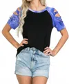 Magic Fit Cutout Top With Tie-dye In Blue In Blue