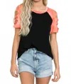 Magic Fit Cutout Top With Tie-dye In Orange In Black