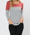Magic Fit Stripe Top In Marsala