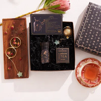 Magic Hour Astrology Minded Mini Gift Set With Opal Moon Strainer, Aries