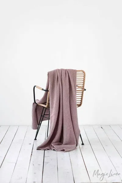 Magic Linen Waffle Throw In Woodrose In Purple