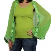 Magic Scarf Women's Origami Trim Button Shawl Shrug Wrap In Green And Emerald Lime In Multi