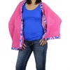 Magic Scarf Women's Origami Trim Button Shawl Shrug Wrap In Pink Royal Blue Flamingo Trim In Multi