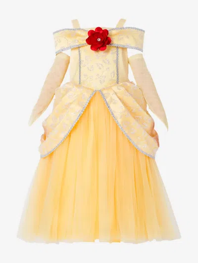 Magical Costumes Kids' Glitter-embellished Flower-detail Dress In Yellow
