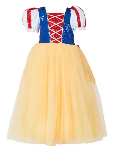 Magical Costumes Kids' Sequin-embellished Puff-sleeve Dress In Yellow