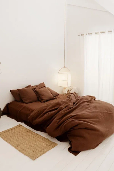 Magiclinen 3-piece Linen Duvet Cover Set In Chocolate Brown At Urban Outfitters