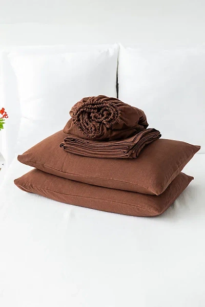 Magiclinen 4-piece Linen Sheet Set In Chocolate Brown At Urban Outfitters