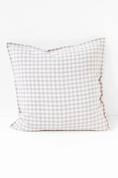 Magiclinen Decorative Buttoned Pillowcase In Natural Gingham At Urban Outfitters