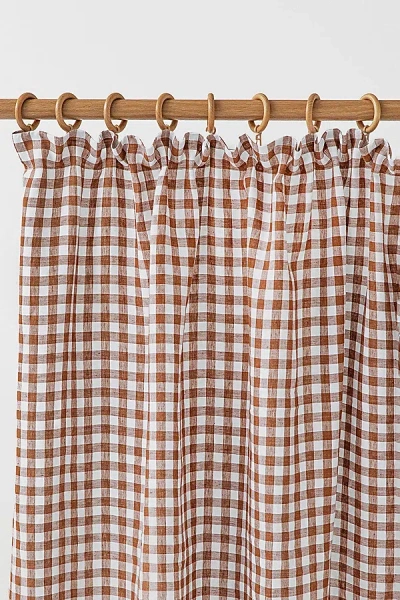 Magiclinen Linen Pencil Pleat Curtains In Cinnamon Gingham At Urban Outfitters