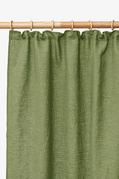 Magiclinen Linen Pencil Pleat Curtains In Forest Green At Urban Outfitters