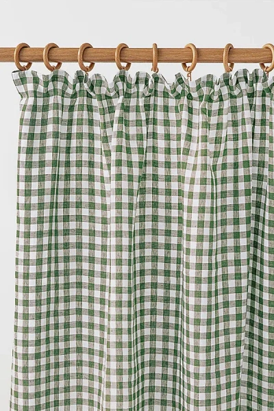 Magiclinen Linen Pencil Pleat Curtains In Forest Green Gingham At Urban Outfitters