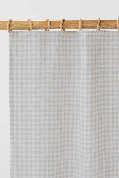 Magiclinen Linen Pencil Pleat Curtains In Natural Gingham At Urban Outfitters