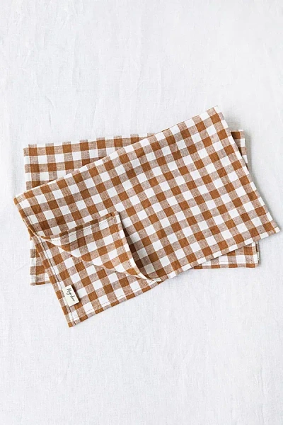 Magiclinen Linen Placemat Set In Cinnamon Gingham At Urban Outfitters