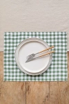 Magiclinen Linen Placemat Set In Forest Green Gingham At Urban Outfitters