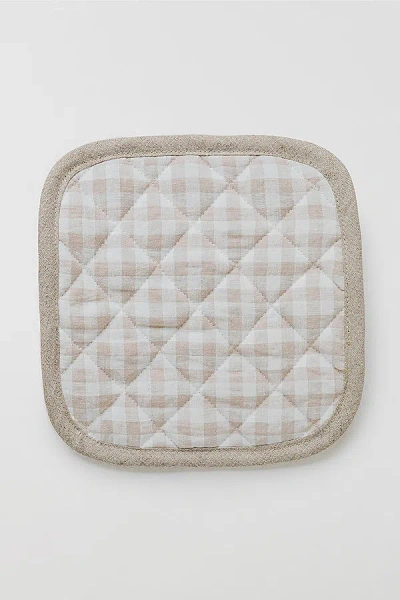 Magiclinen Linen Pot-holder In Natural Gingham At Urban Outfitters