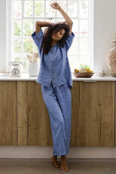 Magiclinen Pajama Set Top In Denim Chambray, Women's At Urban Outfitters In Blue