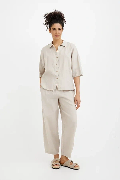 Magiclinen Pajama Set Top In Natural Flax, Women's At Urban Outfitters In Gray