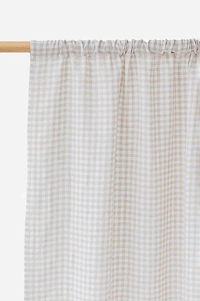 Magiclinen Rod Pocket Linen Curtain Panel In Natural Gingham At Urban Outfitters
