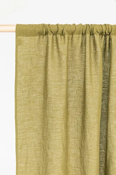 Magiclinen Rod Pocket Linen Curtain Panel In Olive Green At Urban Outfitters