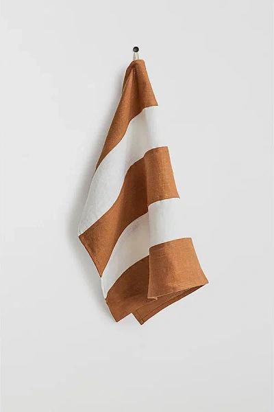 Magiclinen Striped Tea Towel In White/cinnamon At Urban Outfitters