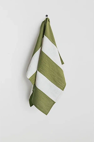 Magiclinen Striped Tea Towel In White/green At Urban Outfitters In Multi