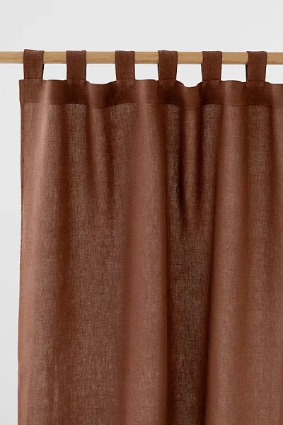 Magiclinen Tab Top Linen Curtain Panel In Chocolate Brown At Urban Outfitters
