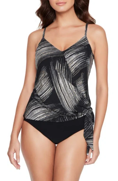 Magicsuit ® Alex Stroke Of Luck Side Tie Tankini Top In Black/gold