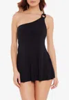 Magicsuit Amal One-shoulder Swim Dress In Black
