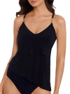 Magicsuit Womens Chain Link Eliza Tankini Shirred Bikini Bottoms In Black