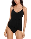 Magicsuit Womens Chain Link Eliza Tankini Shirred Bikini Bottoms In Black