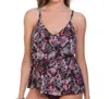 Magicsuit Chloe Lingerie Tiered Tankini Top In Pink In Pink