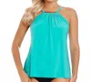 Magicsuit Golden Opportunity Marni High Neck Underwire Tankini Top In Caribbean In Blue