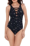 Magicsuit ® Lucky Stars Steffi Lace-up Front One-piece Swimsuit In Black/ Gold
