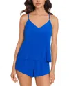 Magicsuit Solid Mila One Piece Swim Romper In Blue