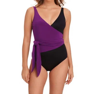 Magicsuit Misty Tie Front One Piece Swimsuit In Mag Purple
