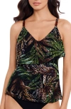 Magicsuit Womens Nighthawk Tiered Tankini Top Shirred Bikini Bottoms In Blk/ Multi
