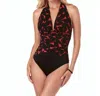 Magicsuit Petal Pusher Jenn V-neck Shirred One Piece Swimsuit In Black In Black